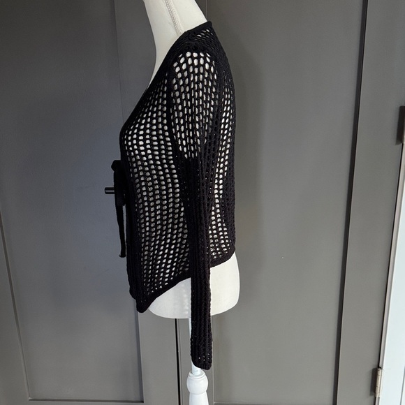 She + Sky Black Open-Knit Cardigan - Picture 3 of 6